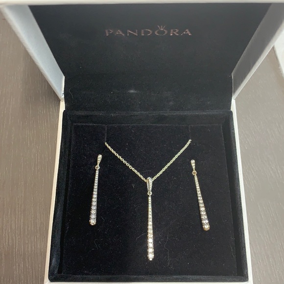 Pandora Jewelry - New in box Pandora necklace & earrings set .925